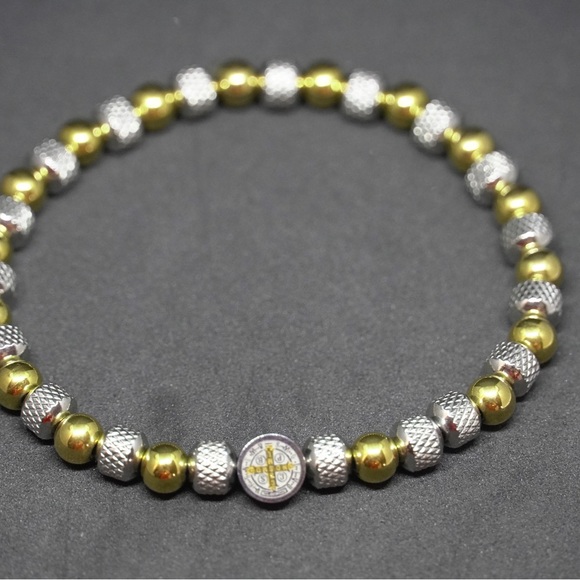 Stainless Steel Beaded Bracelet #7432 - Picture 2 of 3